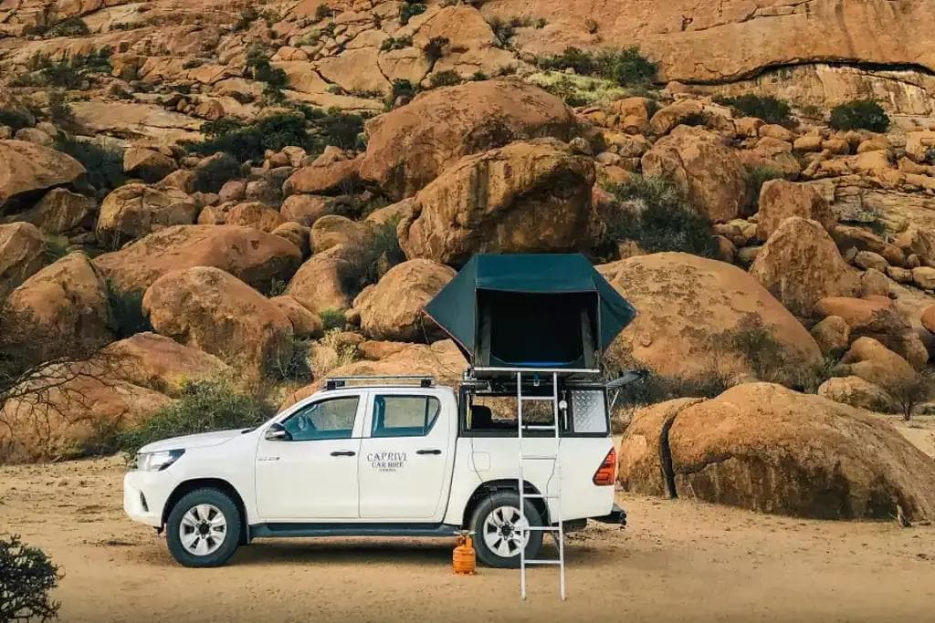 Camping setup by Caprivi Car Hire